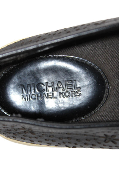 Michael Kors Womens Textured Lined Platform Slip On Casual Shoes Black Size 8