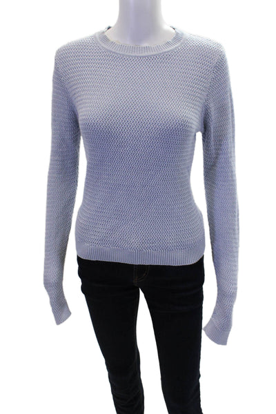 MNG Womens Cotton Long Sleeve Crew Neck Pullover Knit Sweater Blue Size S