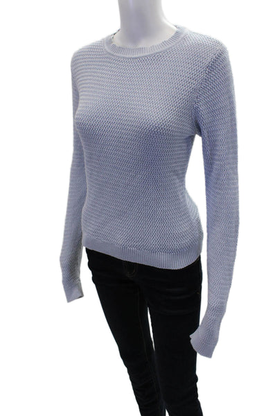 MNG Womens Cotton Long Sleeve Crew Neck Pullover Knit Sweater Blue Size S