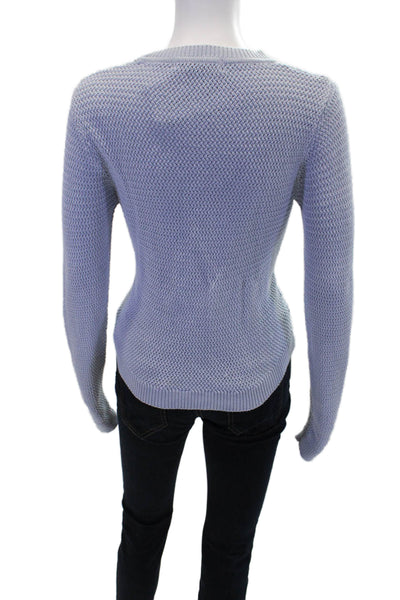MNG Womens Cotton Long Sleeve Crew Neck Pullover Knit Sweater Blue Size S