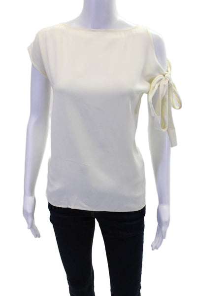 Helmut Lang Womens Sleeveless Tied Boat Neck Tank Top Cream Size XS