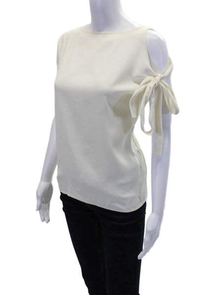 Helmut Lang Womens Sleeveless Tied Boat Neck Tank Top Cream Size XS