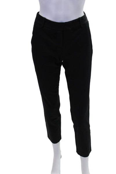 Theory Womens Cotton Zippered Low-Rise Casual Straight Pants Black Size 0