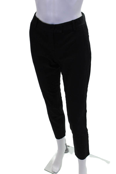 Theory Womens Cotton Zippered Low-Rise Casual Straight Pants Black Size 0