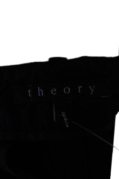 Theory Womens Cotton Zippered Low-Rise Casual Straight Pants Black Size 0