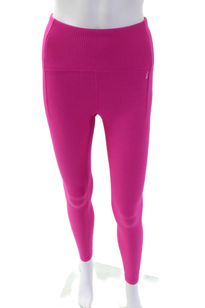 Spyder Active Womens Ribbed Mid-Rise Activewear Ankle Leggings Pink Size XS