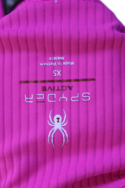 Spyder Active Womens Ribbed Mid-Rise Activewear Ankle Leggings Pink Size XS