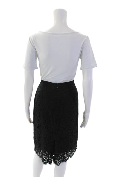 J Crew Womens Battennberg Lace Zip Up Knee Length Pencil Skirt Black Size 2