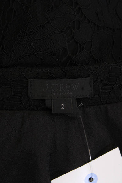 J Crew Womens Battennberg Lace Zip Up Knee Length Pencil Skirt Black Size 2