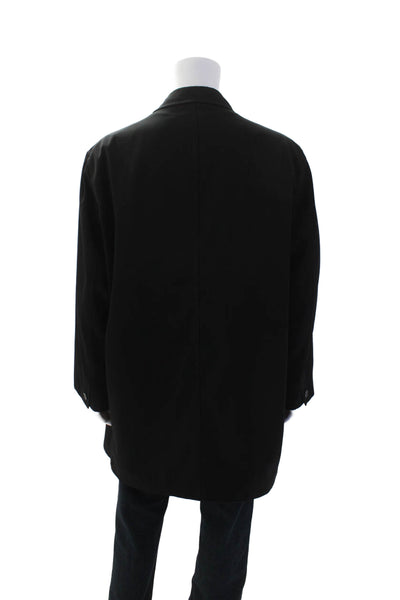 Calvin Klein Mens Collared Long Sleeve Button Down Coat Black Size 46