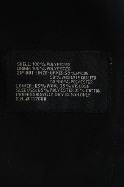 Calvin Klein Mens Collared Long Sleeve Button Down Coat Black Size 46