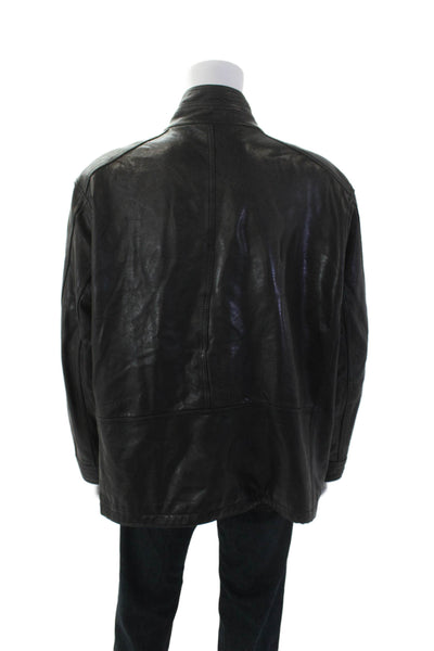 Marc New York Mens Leather Long Sleeve Zip Up Biker Jacket Black Size XL