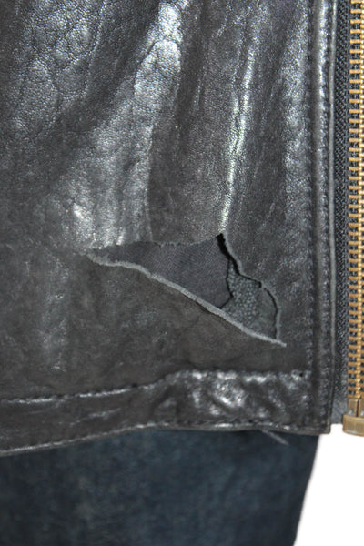 Marc New York Mens Leather Long Sleeve Zip Up Biker Jacket Black Size XL