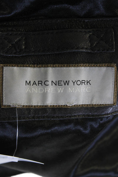 Marc New York Mens Leather Long Sleeve Zip Up Biker Jacket Black Size XL