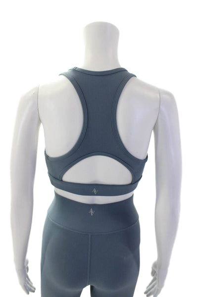 All Access Womens High Rise Ribbed Leggings Sports Bra Set Blue Size XS Small