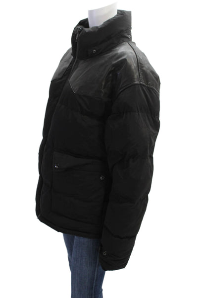 The Kooples Womens Front Zip Mock Neck Down Quilted Jacket Black Size Large