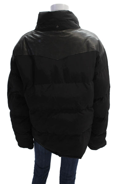 The Kooples Womens Front Zip Mock Neck Down Quilted Jacket Black Size Large