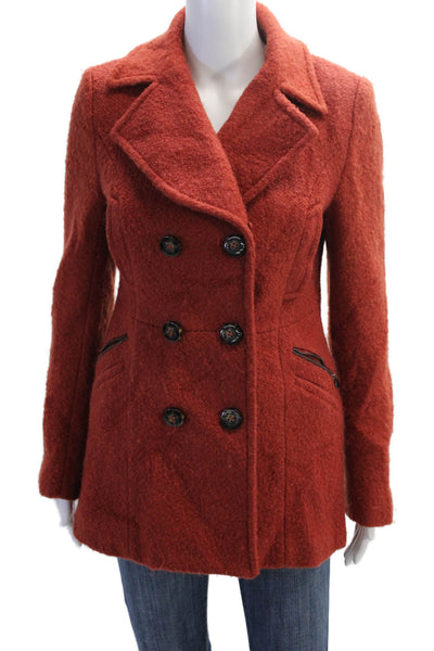 Laundry by Shelli Segal Womens Double Breasted Collared Coat Orange Size 2