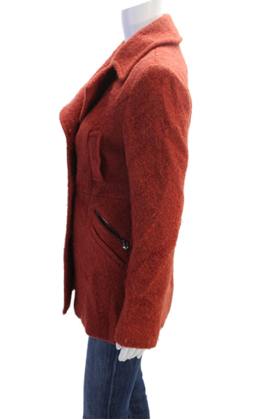 Laundry by Shelli Segal Womens Double Breasted Collared Coat Orange Size 2