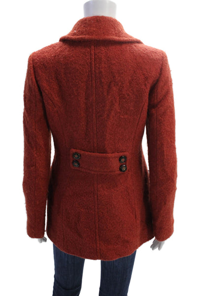 Laundry by Shelli Segal Womens Double Breasted Collared Coat Orange Size 2