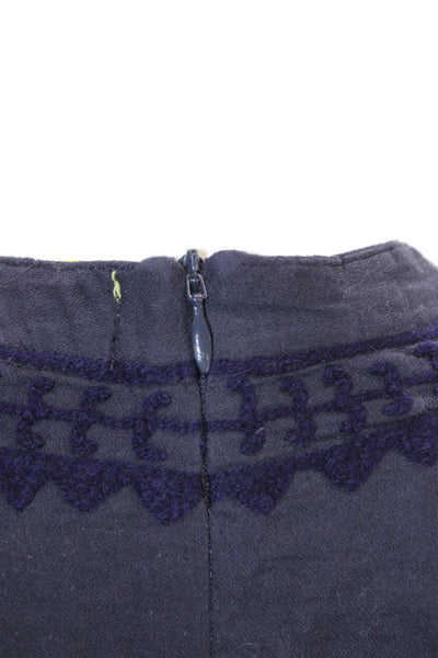 Roller Rabbit Women's Long Sleeves Embroidered Flare Mini Dress Blue Size S