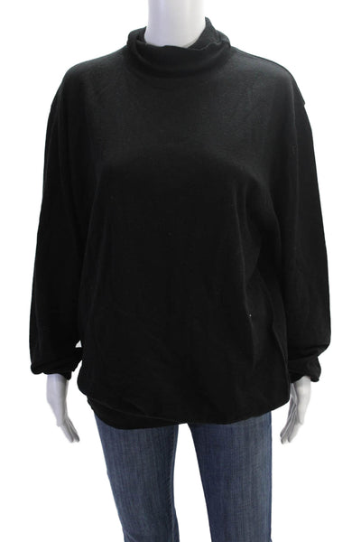 Massoti Womens Merino Wool Turtleneck Long Sleeve Blouse Solid Black Size M