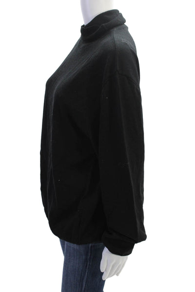 Massoti Womens Merino Wool Turtleneck Long Sleeve Blouse Solid Black Size M