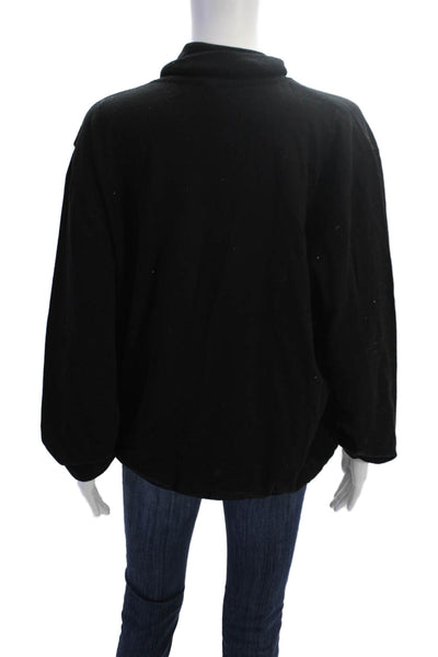 Massoti Womens Merino Wool Turtleneck Long Sleeve Blouse Solid Black Size M