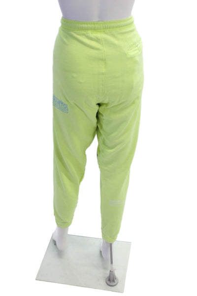 Marcelo Burlon Womens Cotton Text Graphic Sweatpants Neon Green Size XL