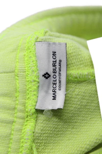 Marcelo Burlon Womens Cotton Text Graphic Sweatpants Neon Green Size XL