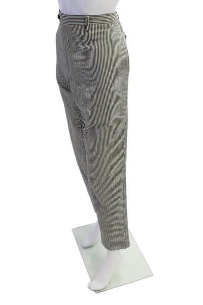 Etro Milano Womens Cotton Striped Pocketed Tapered Leg Pants Gray Size 54