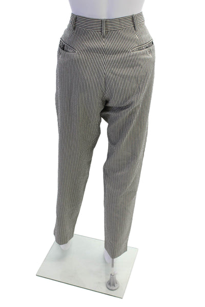 Etro Milano Womens Cotton Striped Pocketed Tapered Leg Pants Gray Size 54