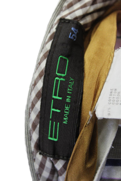 Etro Milano Womens Cotton Striped Pocketed Tapered Leg Pants Gray Size 54