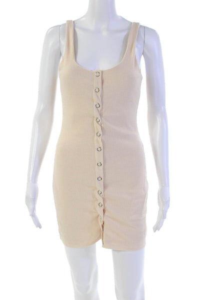 Lovers + Friends Womens Sleeveless Scoop Neck Mini Dress Beige Size S