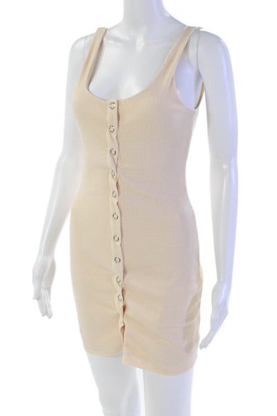 Lovers + Friends Womens Sleeveless Scoop Neck Mini Dress Beige Size S