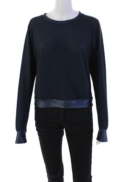 Koral Womens Long Sleeve Round Neck Casual Pullover Blouse Blue Size S
