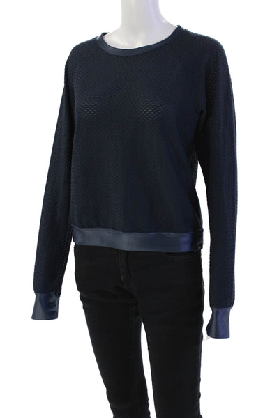Koral Womens Long Sleeve Round Neck Casual Pullover Blouse Blue Size S