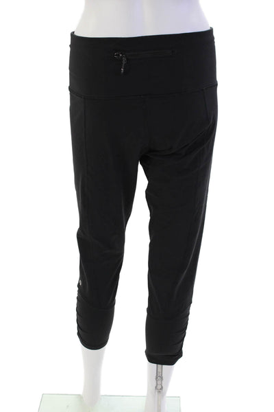 Lululemon Womens Striped Trim Ankle Zip Cropped Leggings Black Size 12