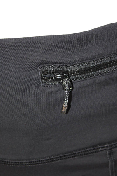 Lululemon Womens Striped Trim Ankle Zip Cropped Leggings Black Size 12