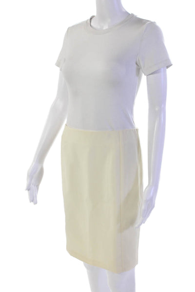 Akris Womens Cotton Double Zip Knee Length Pencil Skirt Beige Size 4