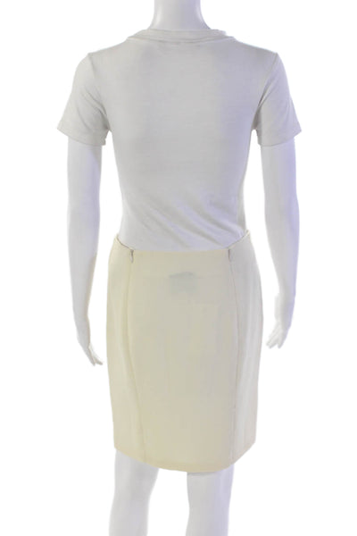Akris Womens Cotton Double Zip Knee Length Pencil Skirt Beige Size 4