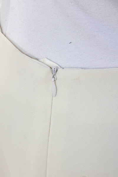 Akris Womens Cotton Double Zip Knee Length Pencil Skirt Beige Size 4