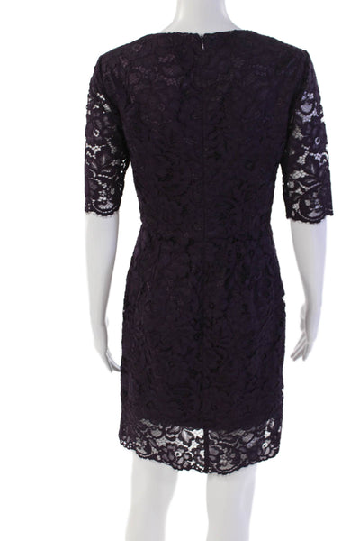 Shoshanna Womens Floral Print Short Sleeve Mini Pencil Dress Purple Size 2