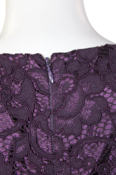 Shoshanna Womens Floral Print Short Sleeve Mini Pencil Dress Purple Size 2