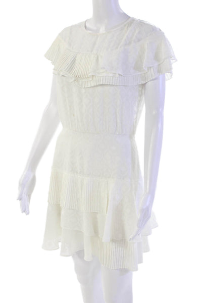 BCBG Max Azria Womens Sleeveless Tiered Zippered Mini Dress White Size 4