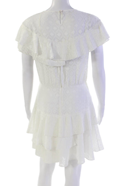 BCBG Max Azria Womens Sleeveless Tiered Zippered Mini Dress White Size 4