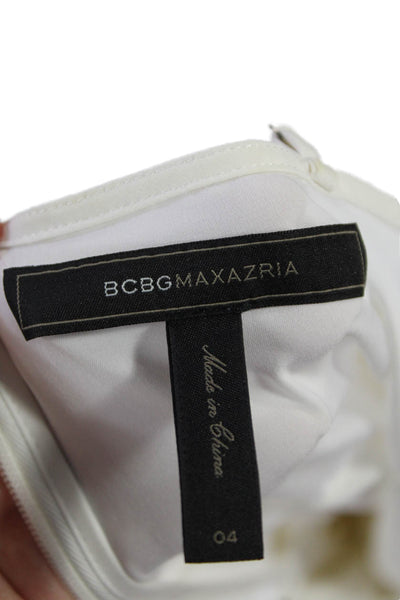 BCBG Max Azria Womens Sleeveless Tiered Zippered Mini Dress White Size 4