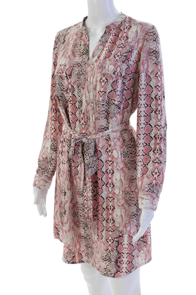 Nanette Nanette Lepore Womens Snakeskin Long Sleeve Sheath Dress Pink Size 2