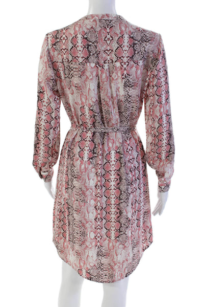 Nanette Nanette Lepore Womens Snakeskin Long Sleeve Sheath Dress Pink Size 2