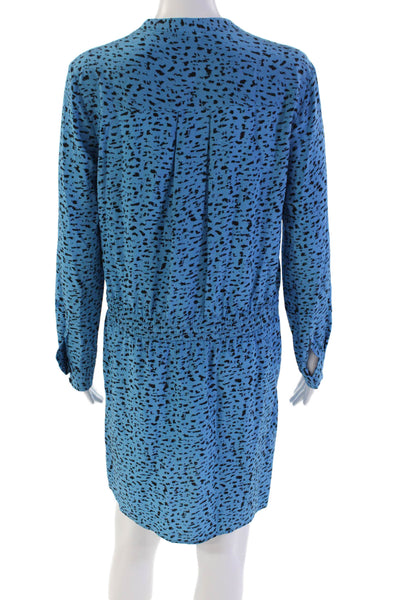 Robert Rodriguez Womens Silk Spotted Drawstring Mini Dress Blue Size 4